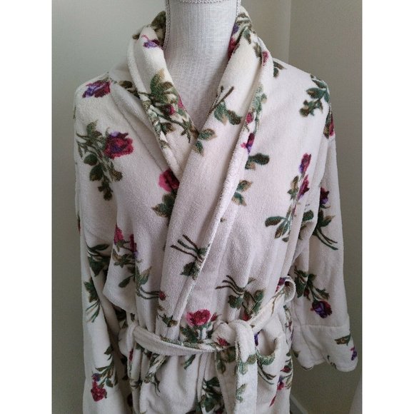 Vtg Turkish Bathrobe 90s Roses Shabby - Picture 2 of 9